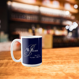 Bröllop Best Man Present Modernt Monogram + Namn C Mugg
