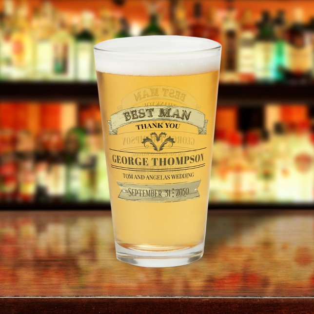 Bröllop Best Man Vintage Classic Simple Glass Glaskopp (Skapare uppladdad)