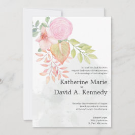 Bröllop, Bevackra Boho Loely Watercolor Flowers Inbjudningar