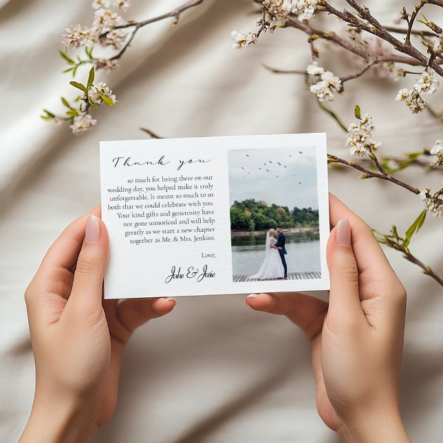Bröllop, bild och minnen QR-kod Tack (Wedding photo modern thank you card)
