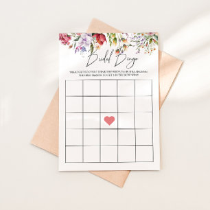 Bröllop Bingo Blommig Bröllopsdusch Spelkort Inbjudningar
