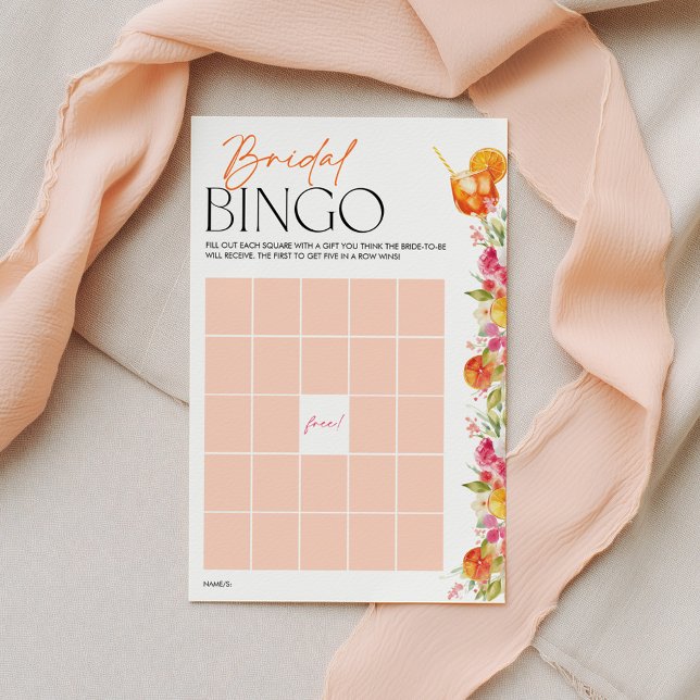 Bröllop Bingo Bröllopsfest Spel Citrus Spritz (Bridal Bingo Game | Bridal Shower Game | Love at First Spritz Citrus Theme)