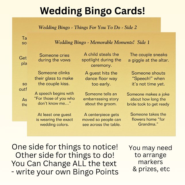 Bröllop BINGO! Game for Guests Kort (Skapare uppladdad)