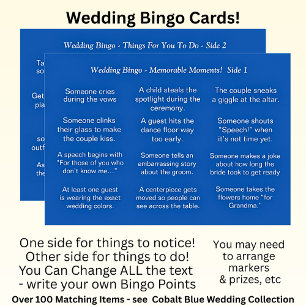 Bröllop BINGO! Game for Guests Kort