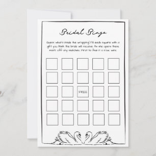 Bröllop Bingo Gåva Spel - Svart och Vit Svan Anteckningskort