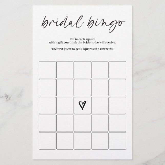 Bröllop Bingo Spel Modern Enkel Minimalistisk (Framsida)