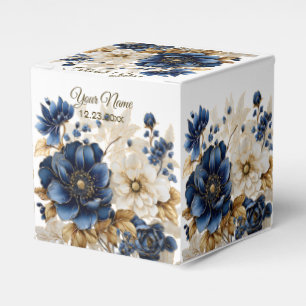 Bröllop, blå gulvit Golden Blommigt Silver Presentaskar