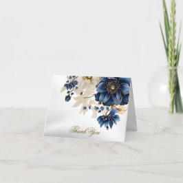 Bröllop, blå gulvit Golden Blommigt Silver Tack Kort