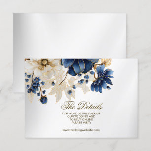 Bröllop, blå gulvit Golden Blommigt Silver Tilläggskort