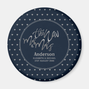 Bröllop, Blåblå Silver Kärlek Hearts Magnet