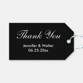Bröllop Black and White Bride Groom Tack Märkre Presentetikett