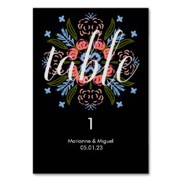 Bröllop Black Blommigt Medallion Sittande Bordsnummer