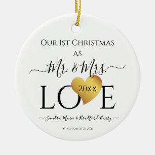 Bröllop Black Guld Heart christmas Namn Ce Julgransprydnad Keramik