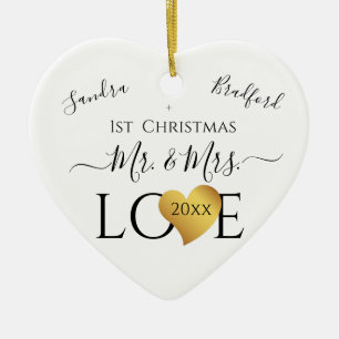 Bröllop Black Guld Heart christmas Namn Ce Julgransprydnad Keramik