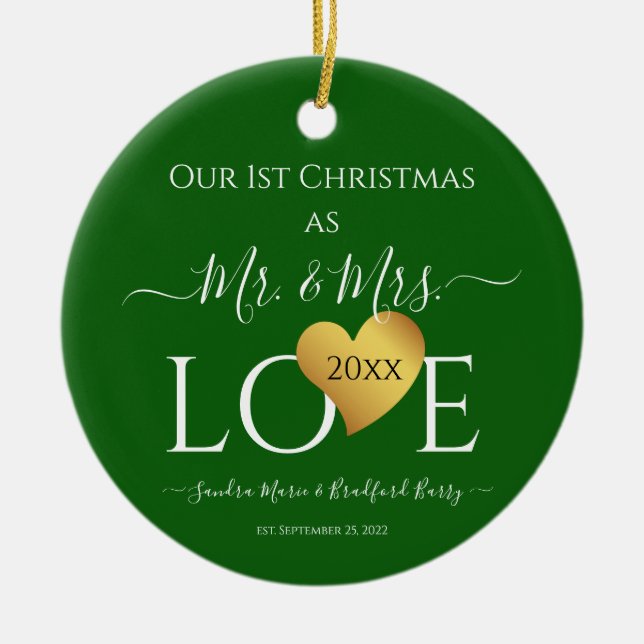 Bröllop Black Guld Heart christmas Namn Ce Julgransprydnad Keramik (Framsidan)