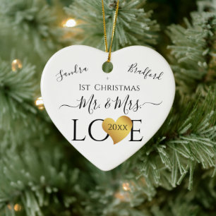 Bröllop Black Guld Heart christmas Namn Ce Julgransprydnad Keramik