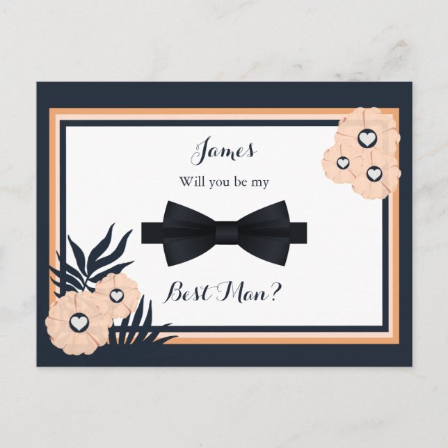 Bröllop Black Pearl Watusi Best Man Request Card Vykort (Framsida)