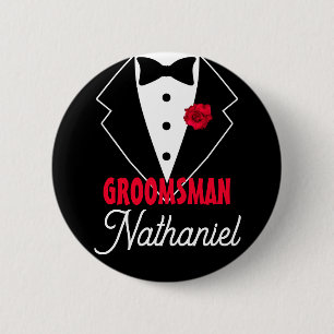 Bröllop Black Tie Tuxedo, Röd ros, Anpassade Knapp