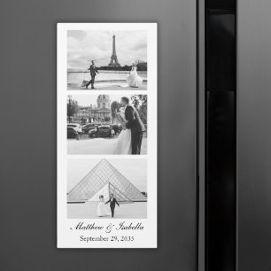 Bröllop Black & White Photo Booth Strip Magnet