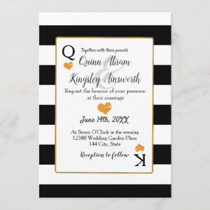 Bröllop Black & White Rand Kung & Queen Cards Inbjudningar