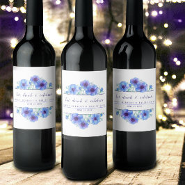 Bröllop: Blanemonblomma vin Vinflaska Etikett