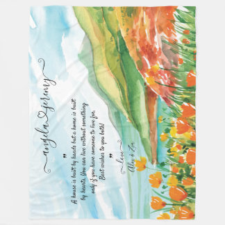 Bröllop Blankett med hav, Blå himmel och blommor Fleecefilt