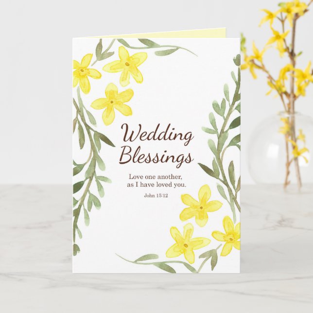 Bröllop Blessings Bible Verse John 15 Religiösa Kort (Gul blomma)