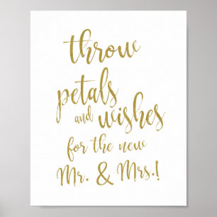 Bröllop Blombladskast 8x10 Guld Glitter Skylt