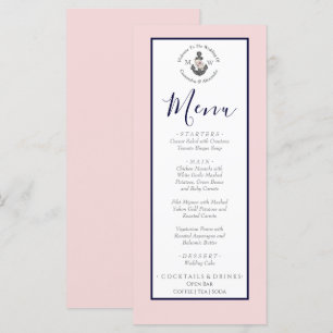 Bröllop Blommigt Anchor Rosa Navy Grått Meny