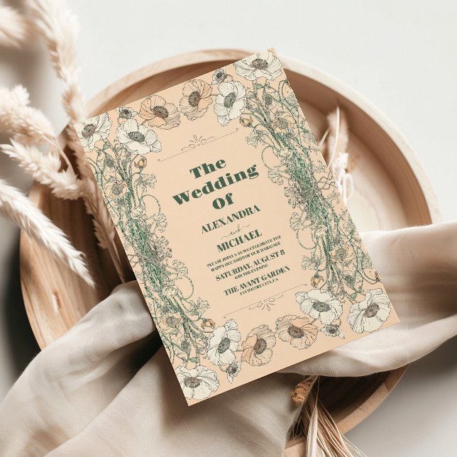 Bröllop Blommigt Art nouveau Inbjudningar (Skapare uppladdad)