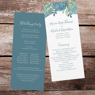 Bröllop Blommigt Blue Hydrangea Ceremony Program