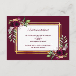 Bröllop blommigt burgundy boho tilläggskort