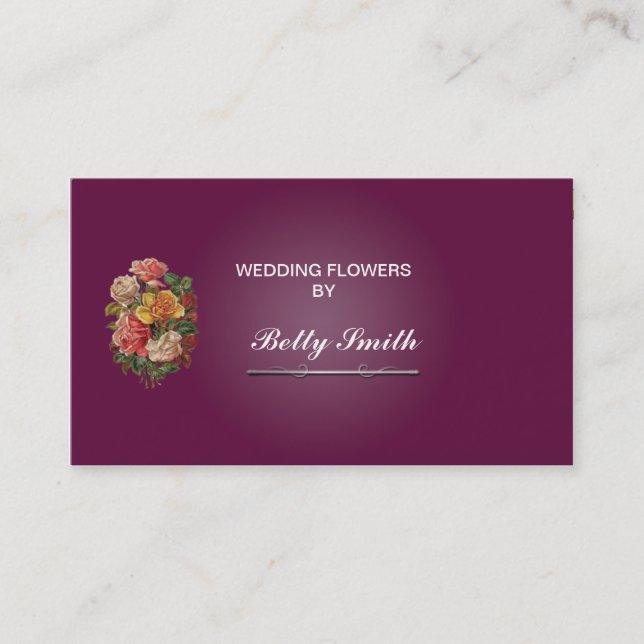 Bröllop Blommigt Design Visitkort (Framsida)