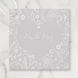 Bröllop Blommigt Doodle Heart Grått Kärlek Gåvor Etiketter