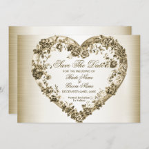 Bröllop Blommigt Golden Ornate Heart Ram Elegant