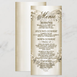 Bröllop Blommigt Golden Ornate Heart Ram Party Meny