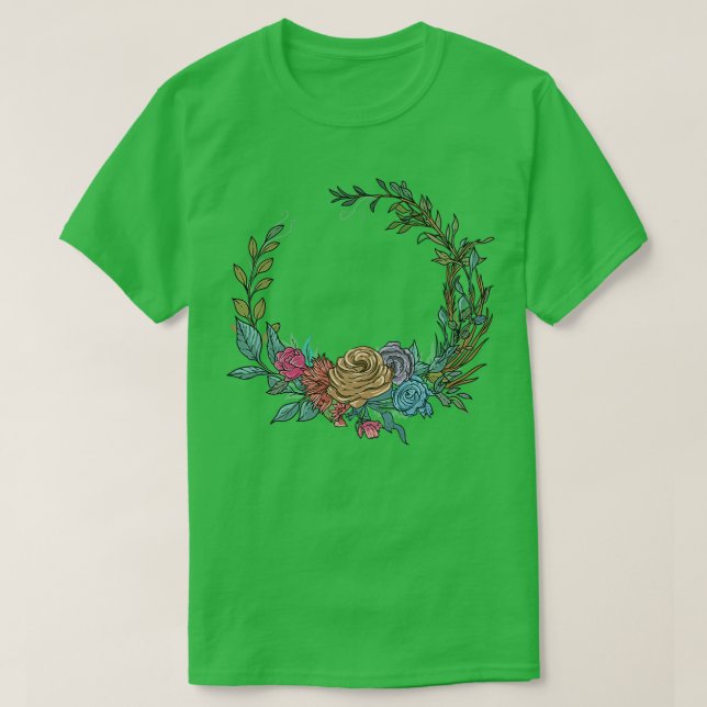 Bröllop blommigt krans I Möhippa bouquet boho stil T Shirt (Design framsida)