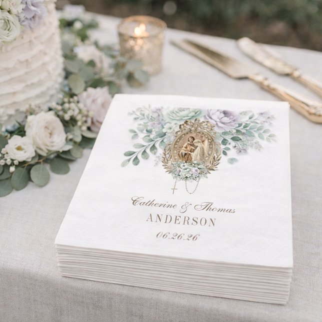 Bröllop Blommigt Mary Joseph Mint och Lavender Pappersservett (Skapare uppladdad)