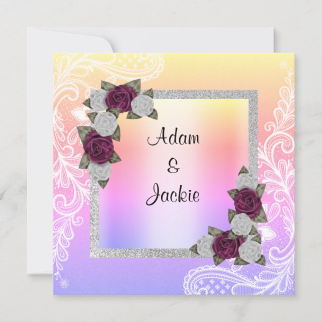 Bröllop blommigt pastel snöre ny inbjudningar (Framsida)