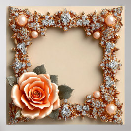 Bröllop blommigt ram poster