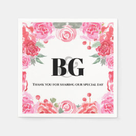 Bröllop blommigt ro mönster pappersservett