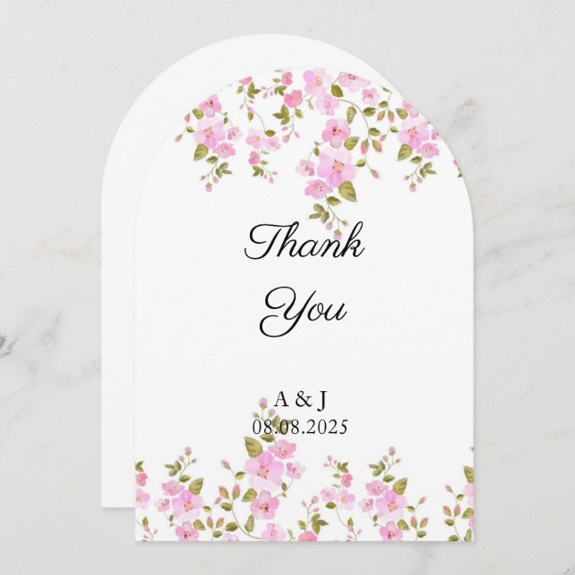 BRÖLLOP BLOMMIGT TACK DIG CARD INBJUDNINGAR (Fram/baksida)