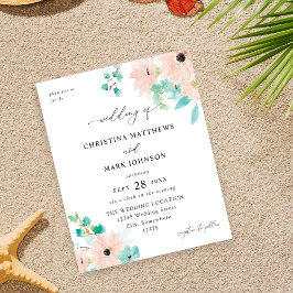 Bröllop Blommigten för Grönt och Rosa av budgetmin Flygblad