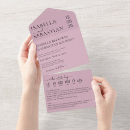 Bröllop Blush Rosa Allt i en inbjudan spara datum