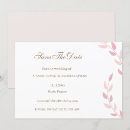 Bröllop Blush Rosa Blad Höst Spara Datum Inbjudningar