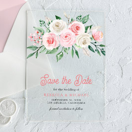 Bröllop Blush Rosa Blommig Save the Date