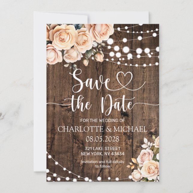 Bröllop - Blush Rosa Blommig Save the Date Inbjudningar (Framsida)
