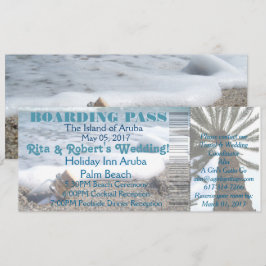 Bröllop Boarding Pass Biljett-Meddelande i en flas Inbjudningar