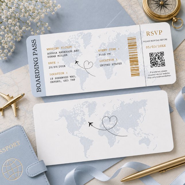 Bröllop Boarding Pass Flygbiljett Destination Inbjudningar (Skapare uppladdad)