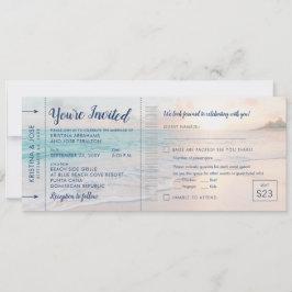 Bröllop Boarding Pass för Solnedgång vid Stranden Inbjudningar